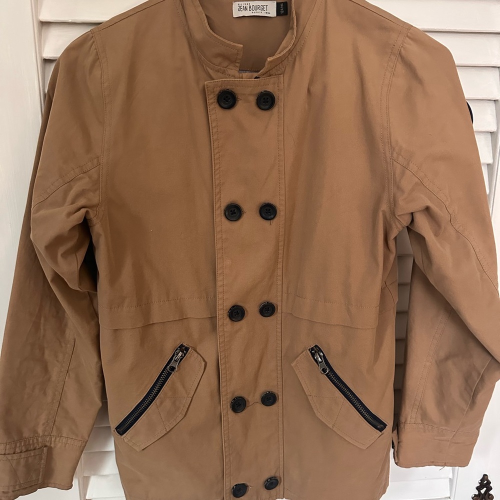 Jean Bourget Tan Jacket with Buttons and Zipper Youth Size 12